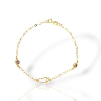 Βραχιόλι απο χρυσό κ9 με πατουσάκι  (code AL2835)