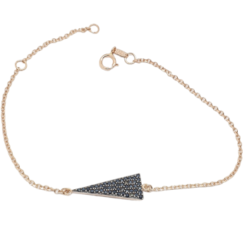 Βραχιόλι απο ροζ χρυσό κ9 με μαύρα ζιργκόν (code AL2169)