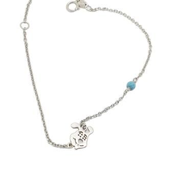 Bracciale in oro bianco k9 con Cagnolino e Occhio Greco (code AL2153)