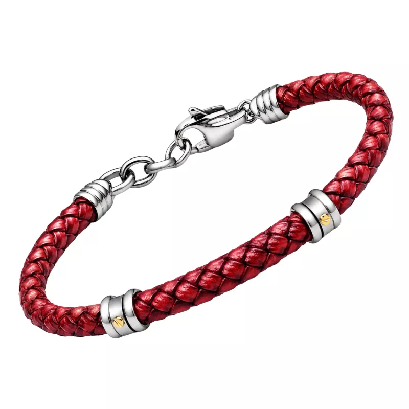 Φωτογραφία από Stainless steel bracelet and leather, featuring 18kt gold screws (gr 0.04)