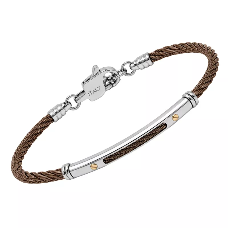 Φωτογραφία από Steel and 18kt gold cable bracelet (0.04 g)