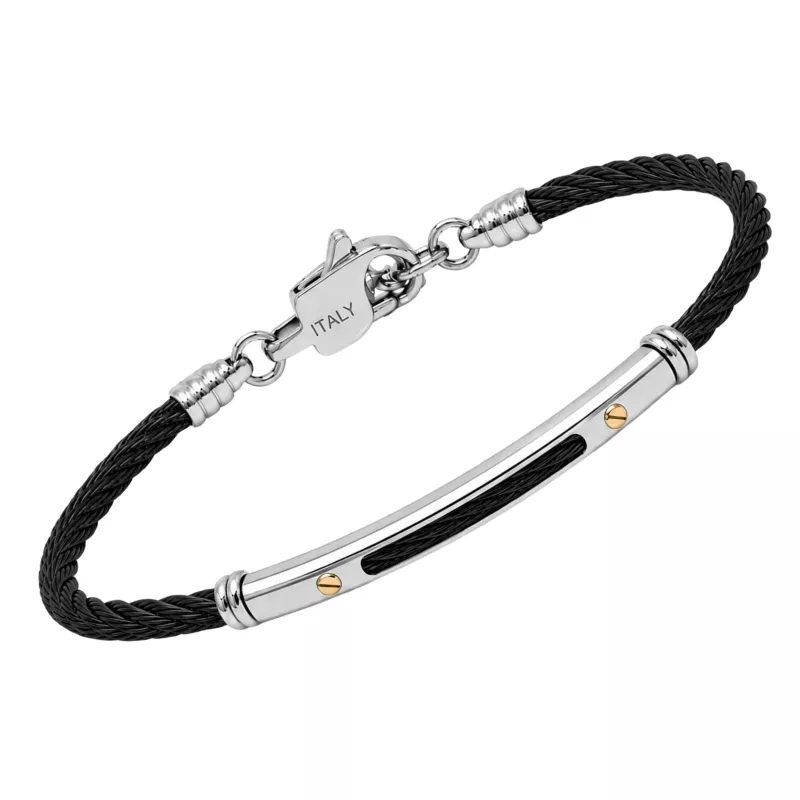 Φωτογραφία από Steel and 18kt gold cable bracelet (0.04 g)