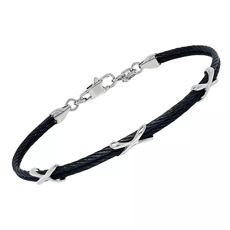 Φωτογραφία από Black PVD steel cable bracelet with semi-finished components