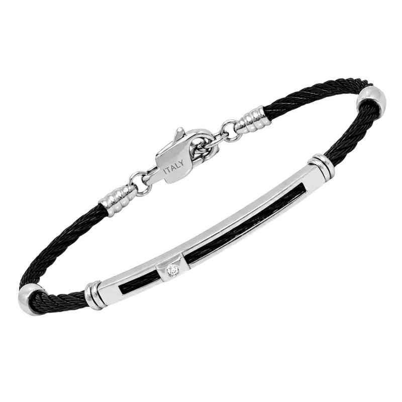 Φωτογραφία από Steel and black PVD bracelet with a 0.015 ct natural diamond