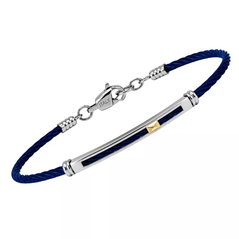 Φωτογραφία από Steel cable bracelet with a 'vision' plate and 18kt gold (0.04 g)   