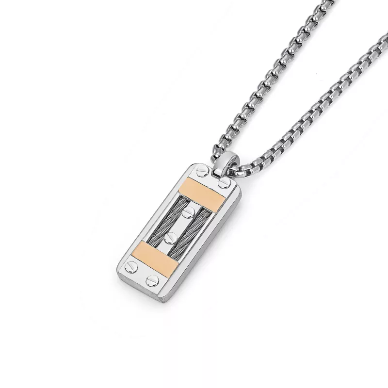 Φωτογραφία από Necklace with a steel and 18kt gold pendant (0.12 g)