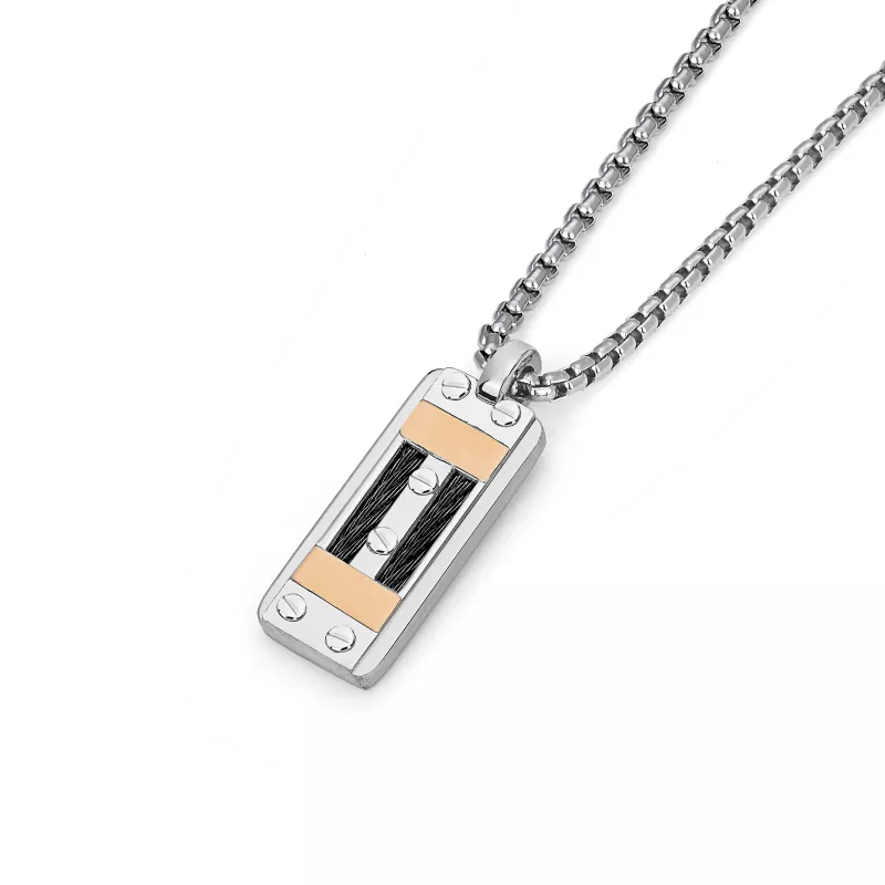Φωτογραφία από Necklace with a steel and 18kt gold pendant (0.12 g)