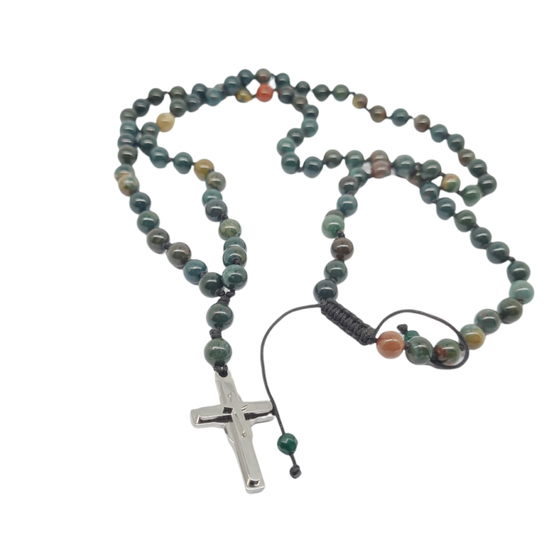 Φωτογραφία από Ροζάριο με  Αιματόπετρα (Bloodstone)  και ατσάλινο σταυρό (code KT2277)