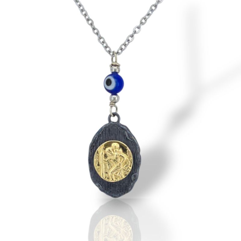 Φωτογραφία από Φυλαχτό αυτοκινήτου Αγ. Χριστόφορος απο ασήμι 925° (code L008220)