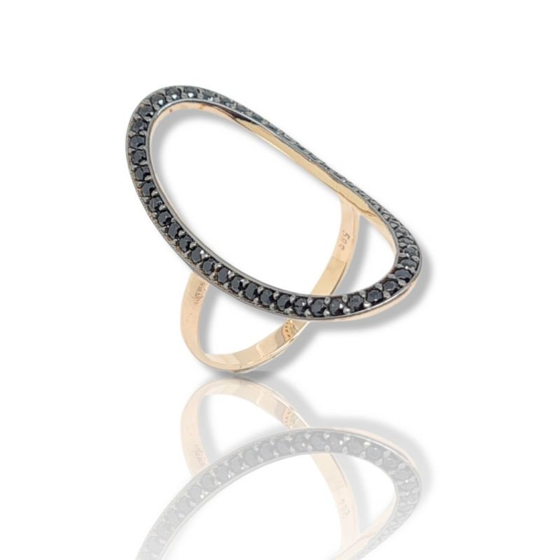 Φωτογραφία από Anello in oro rosa k14 con zirconi cubici neri (code P2334)