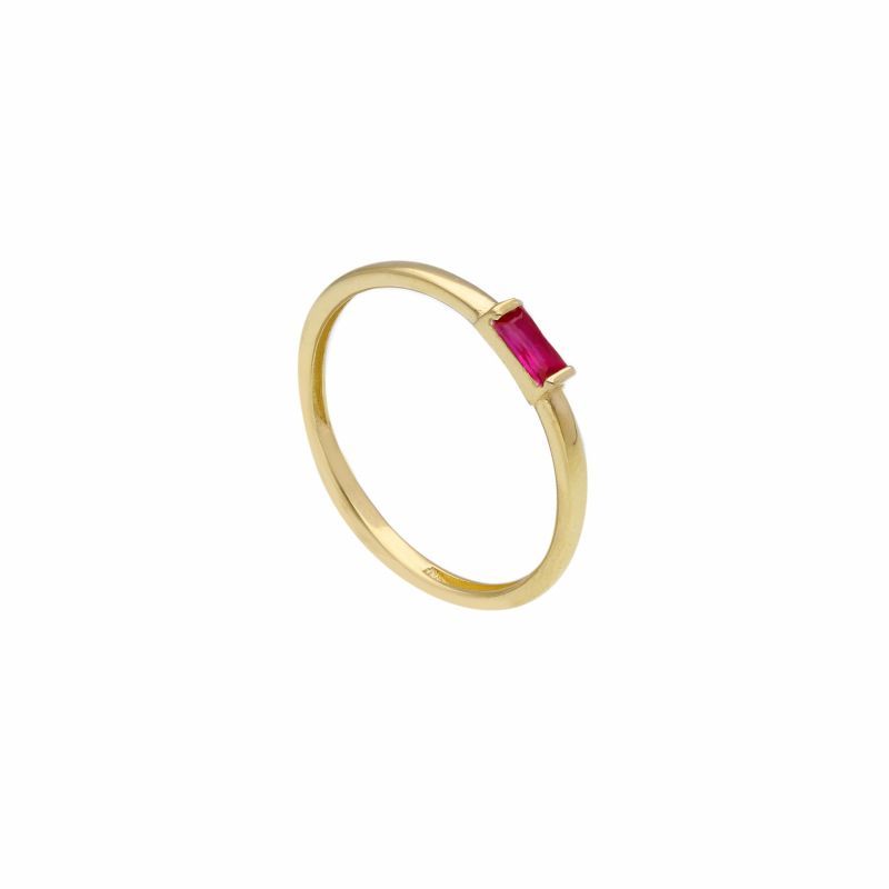 Φωτογραφία από Yellow gold ring k14 with synthetic ruby (code S269279)