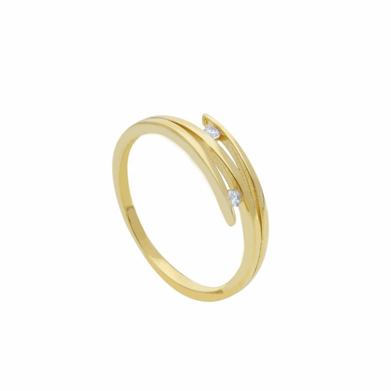 Φωτογραφία από Yellow gold ring k9 with 2 white zircons (code S279840)