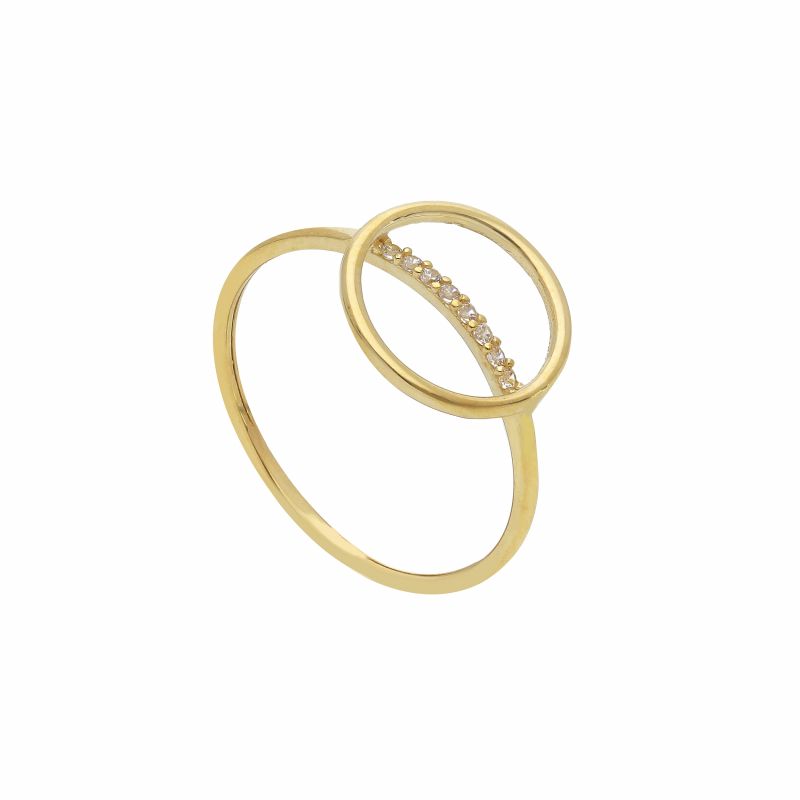 Φωτογραφία από Yellow gold ring k9 with  white zircons (code S279988)