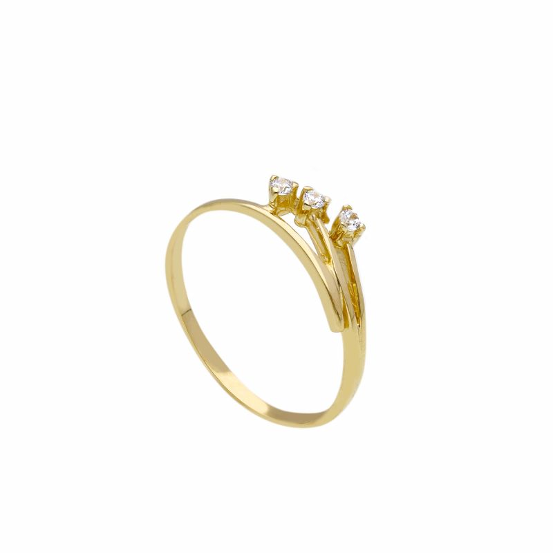 Φωτογραφία από Yellow gold ring k14 with 3 white zircons (code S280955)