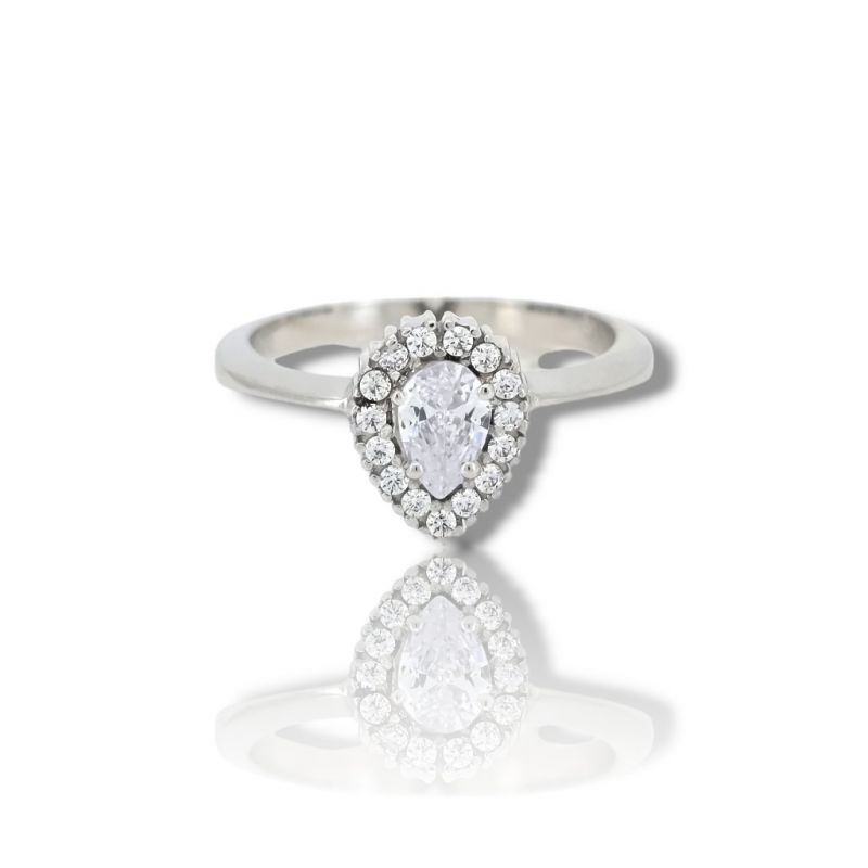 Φωτογραφία από Anello solitario in oro bianco k14 con zirconia cubica (code AL2825)