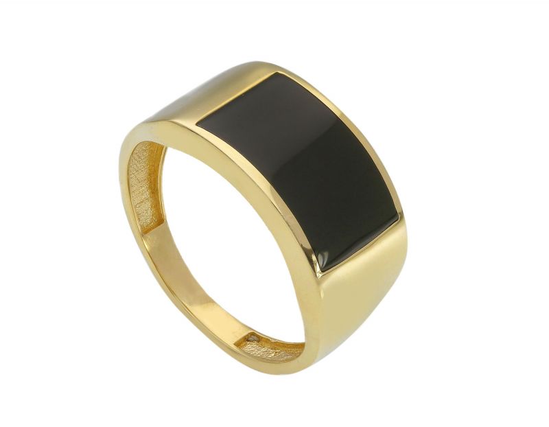 Φωτογραφία από Golden ring k14 with onyx (code S264306)