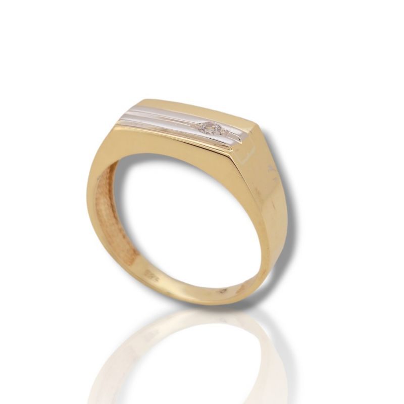 Φωτογραφία από Yellow & White gold k14 ring with white zircons (code M2522)