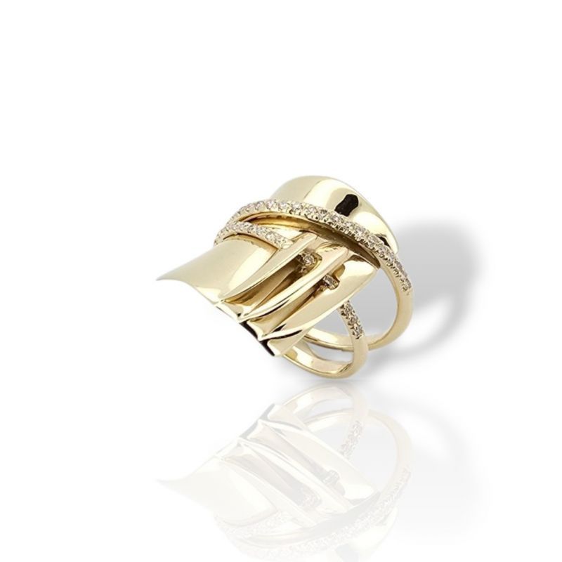 Φωτογραφία από Yellow gold k14 ring with Diamonds (code M8210)