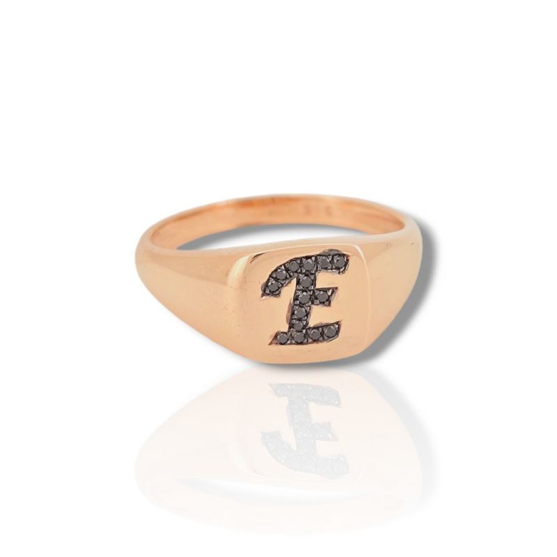 Φωτογραφία από Chevalier ring in rose gold k14 with black diamonds (code P2862)