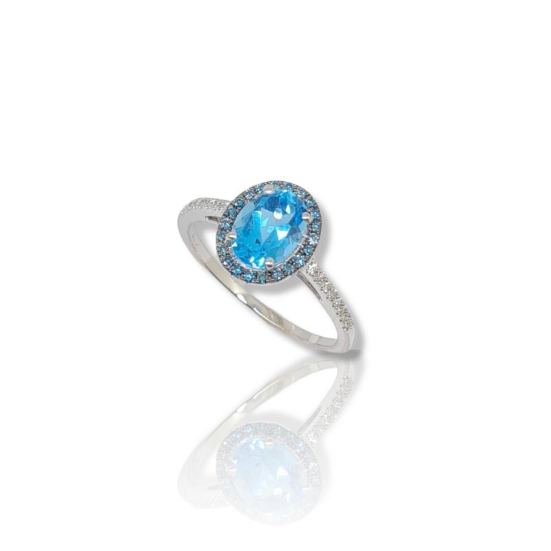 Φωτογραφία από Anello in oro bianco k18 con Topazio blu e diamanti (code N2349)