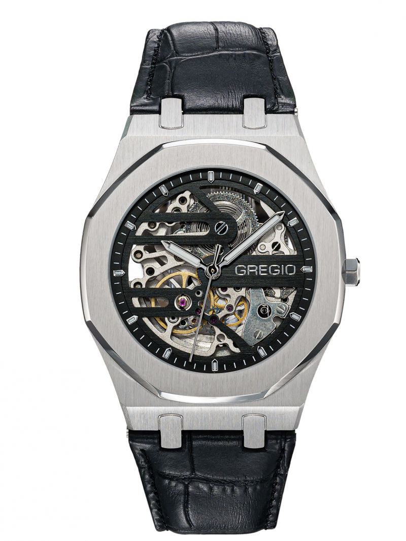 Φωτογραφία από GREGIO The Skeleton Automatic Black Leather Strap GM100010