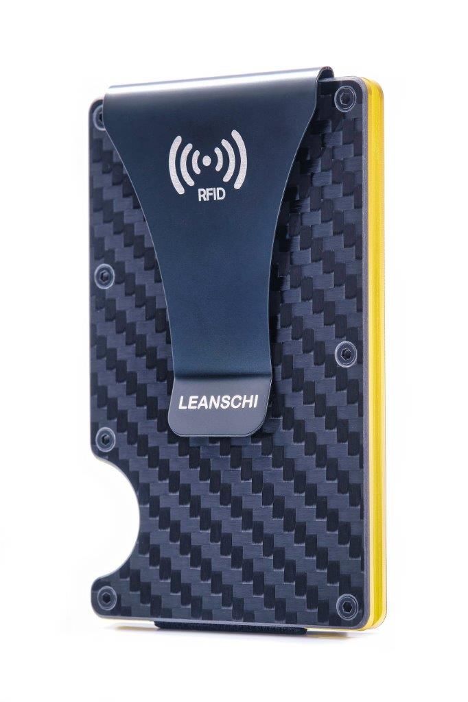 Φωτογραφία από  LEANSCHI TECH-WALLET in black carbon fibre & yellow lining