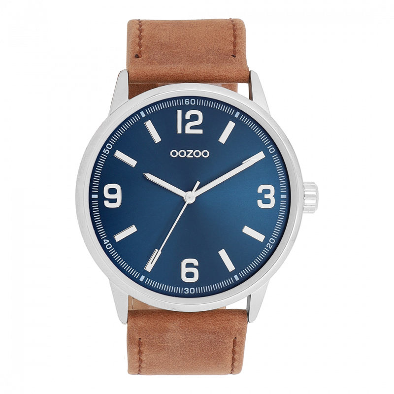 Φωτογραφία από Silver coloured OOZOO watch with brown leather strap - C11501
