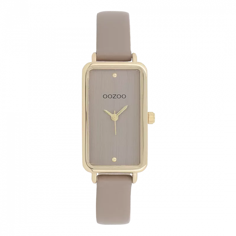 Φωτογραφία από Gold coloured OOZOO watch with taupe leather strap - C11531