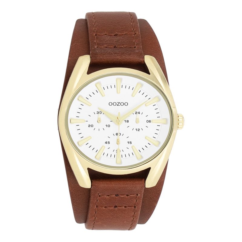 Φωτογραφία από Gold coloured OOZOO watch with brown leather strap