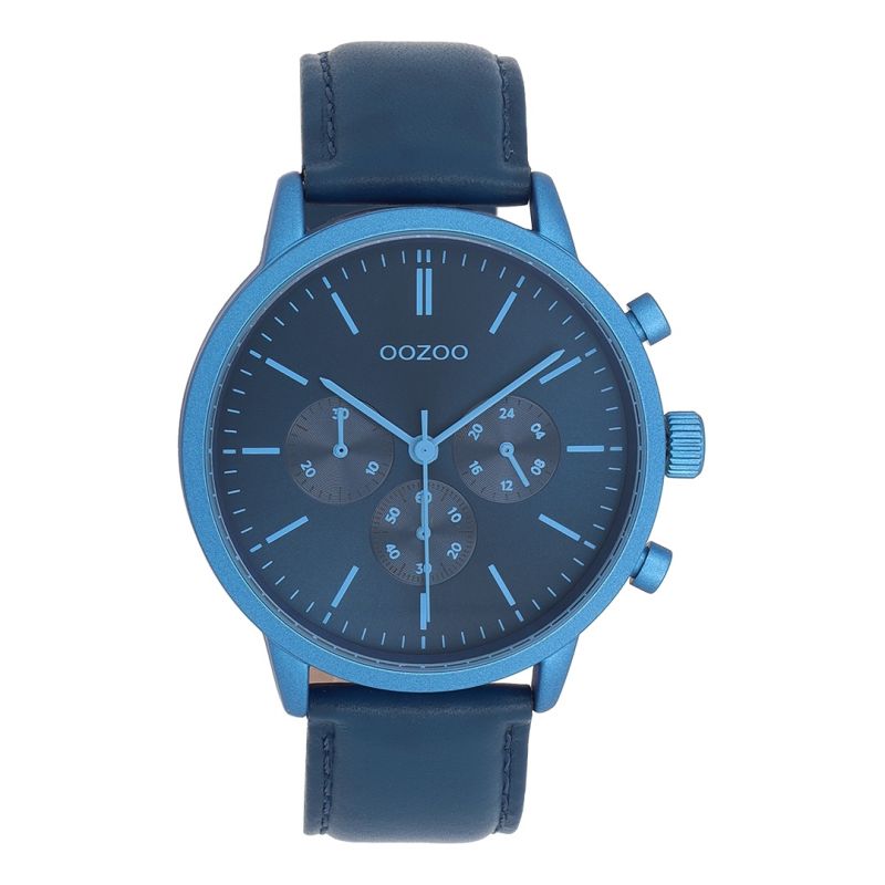 Φωτογραφία από Blue coloured OOZOO watch with navy leather strap