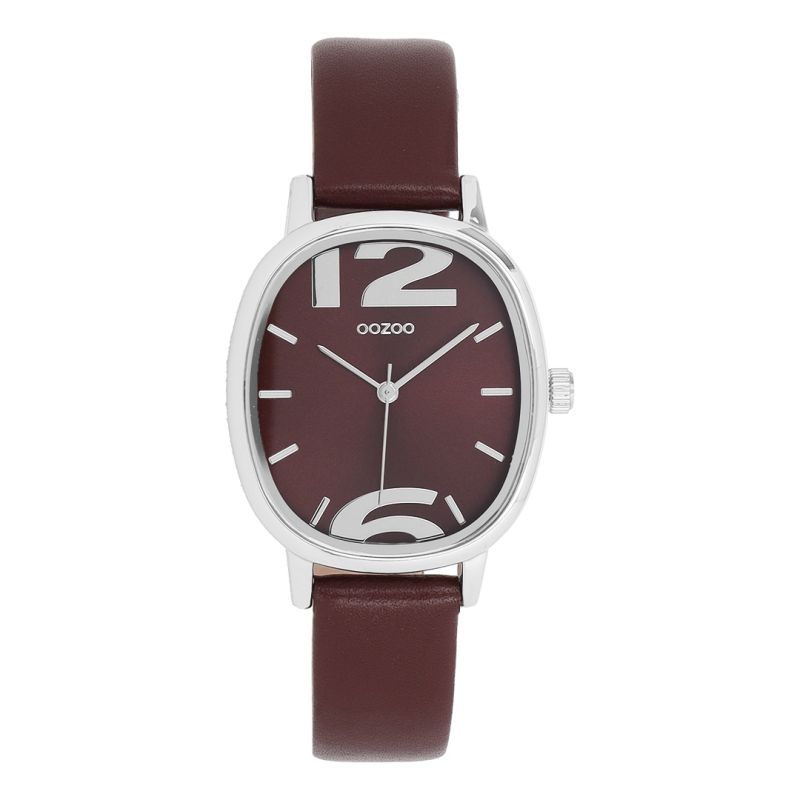 Φωτογραφία από Silver coloured OOZOO with bordeaux leather strap