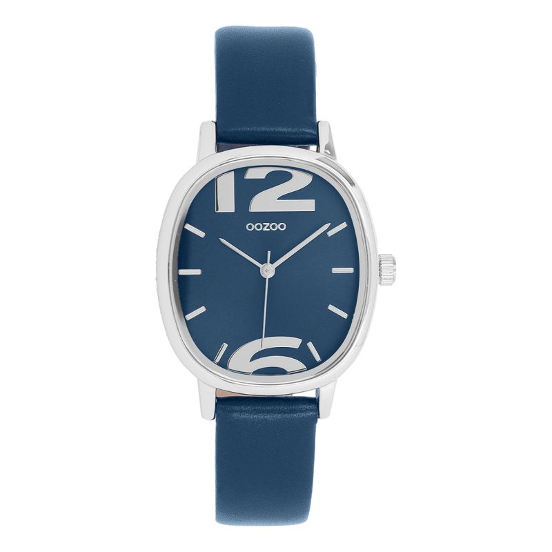 Φωτογραφία από Silver coloured OOZOO with dark blue leather strap