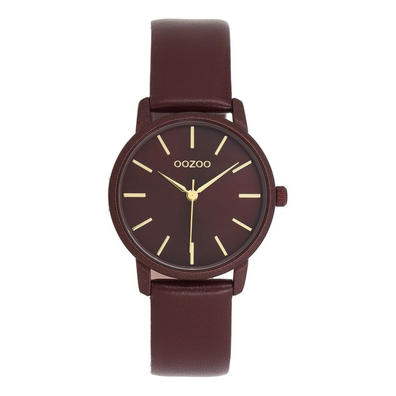 Gold coloured OOZOO with bordeaux leather strap Φωτογραφία από Gold coloured OOZOO with bordeaux leather strap