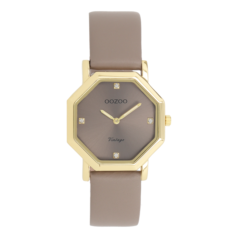 Φωτογραφία από Gold coloured OOZOO with taupe leather strap