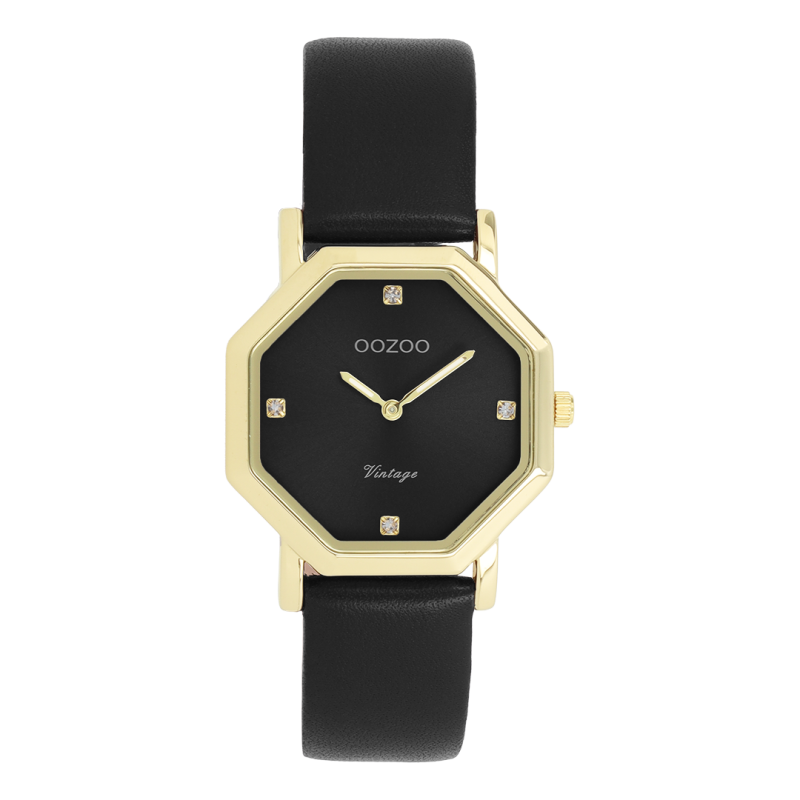 Φωτογραφία από Gold coloured OOZOO with black leather strap