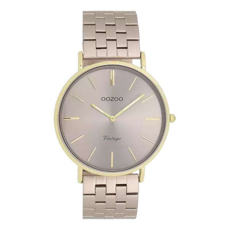 Φωτογραφία από Gold coloured OOZOO watch with taupe stainless steel bracelet - C20404