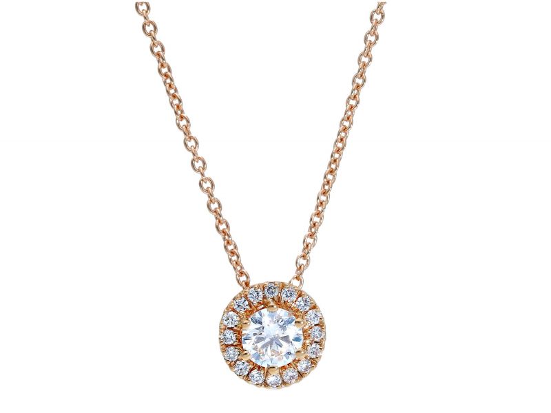 Φωτογραφία από Rose gold single stone necklace k18 with diamonds(code S229458)