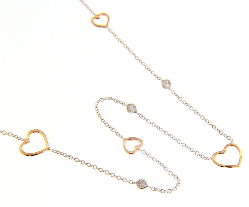 Φωτογραφία από Girocollo in oro bianco con cuoricini in oro rosa k14 (code S239279)