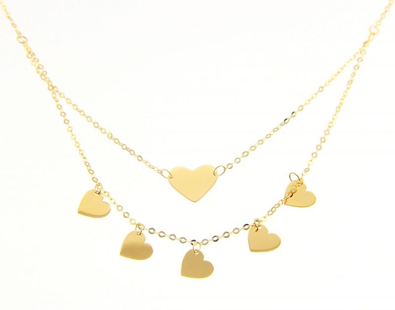 Φωτογραφία από Golden necklace k14 with hearts (codeS239685)
