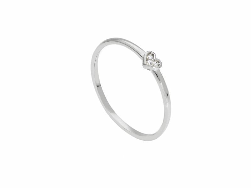 Φωτογραφία από Heart shaped k14 white gold ring with zirkon (S256979)