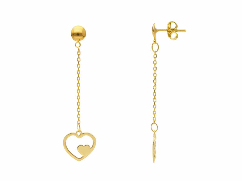Φωτογραφία από Golden heart earrnigs 14k (code S261370)