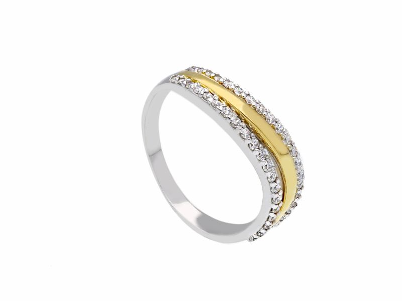 Φωτογραφία από Eternity k9 white gold and gold ring with white zirkons (S224482)