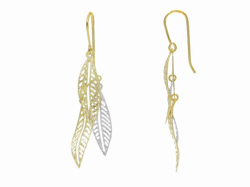 Φωτογραφία από Golden leaf earrings 9k (code S224727)