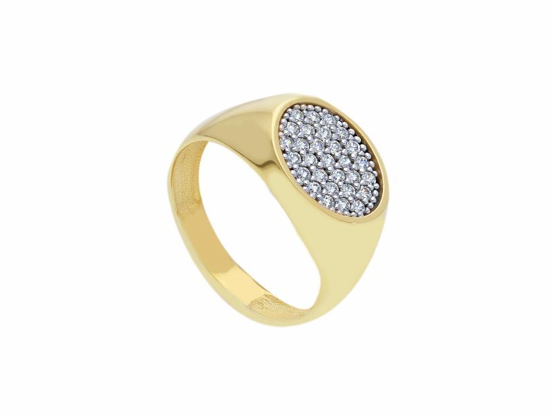 Φωτογραφία από Gold k9 ring with white zirkons (S253190)
