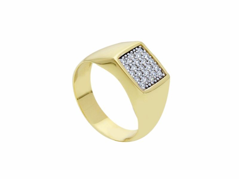 Φωτογραφία από Gold k9 ring with white zirkons (S253191)
