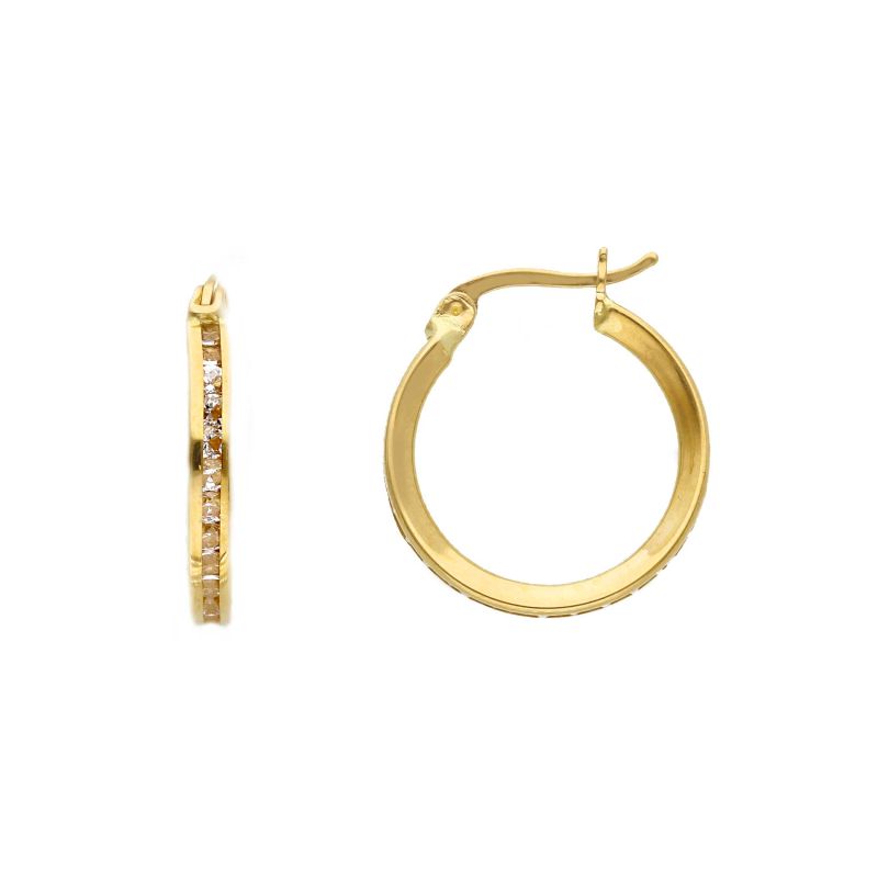 Φωτογραφία από Χρυσά σκουλαρίκια κρίκοι με ζιργκόν κ14 (code S169883)