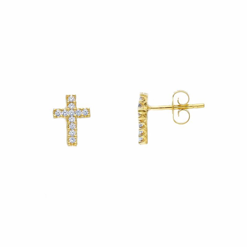 Φωτογραφία από Golden earrings Cross 14k with white  zircon (code S210360)