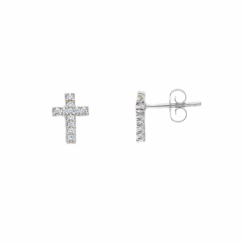 Φωτογραφία από Whitegold earrings Cross 14k with white  zircon (code S210361)