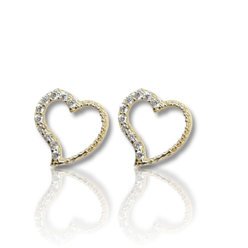 Φωτογραφία από Golden  heart earings 14k with zircon (code N2489)