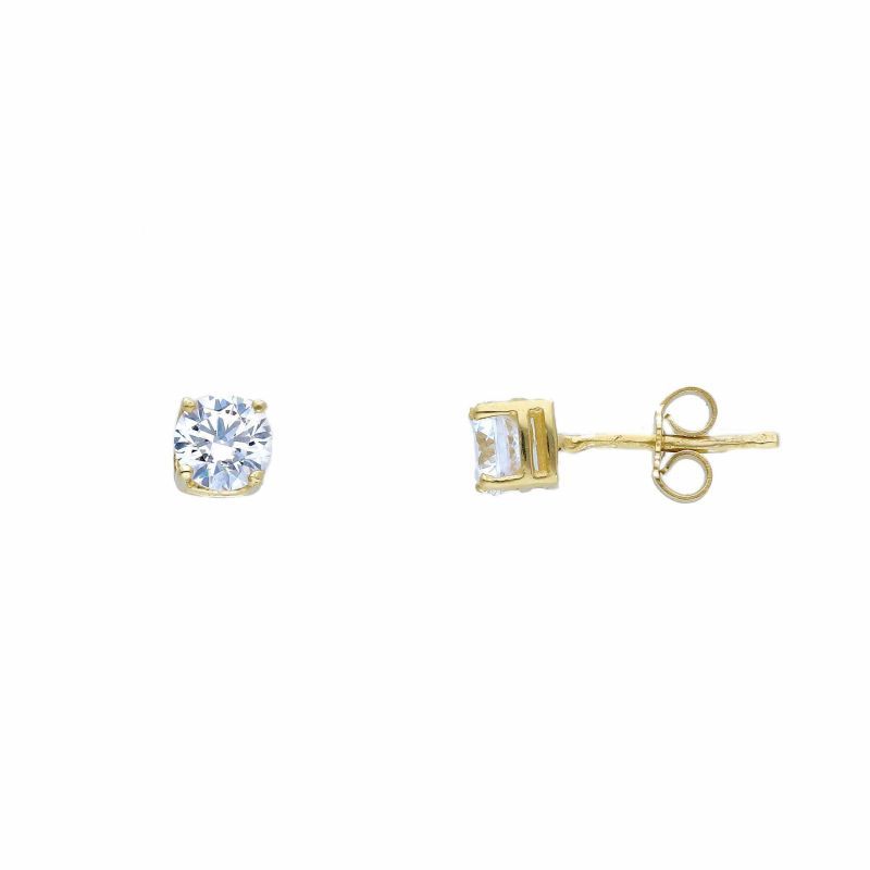 Φωτογραφία από Yellow gold single stone earrings 14k with zircon (code S254216)